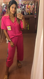 Calça Pantacourt Pink SunFlowers