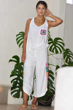 Calça Pantacourt Branca SunFlowers